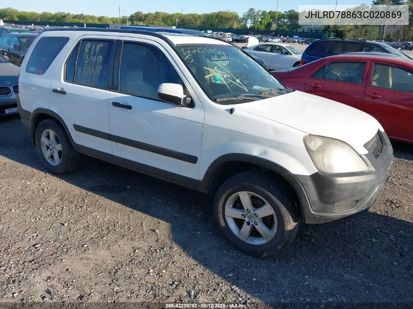 2003 Honda Cr-V Ex VIN: JHLRD78863C020869 Lot: 42239793