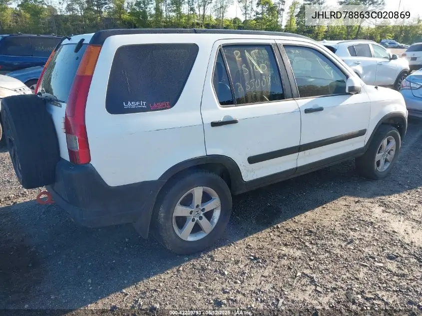 2003 Honda Cr-V Ex VIN: JHLRD78863C020869 Lot: 42239793