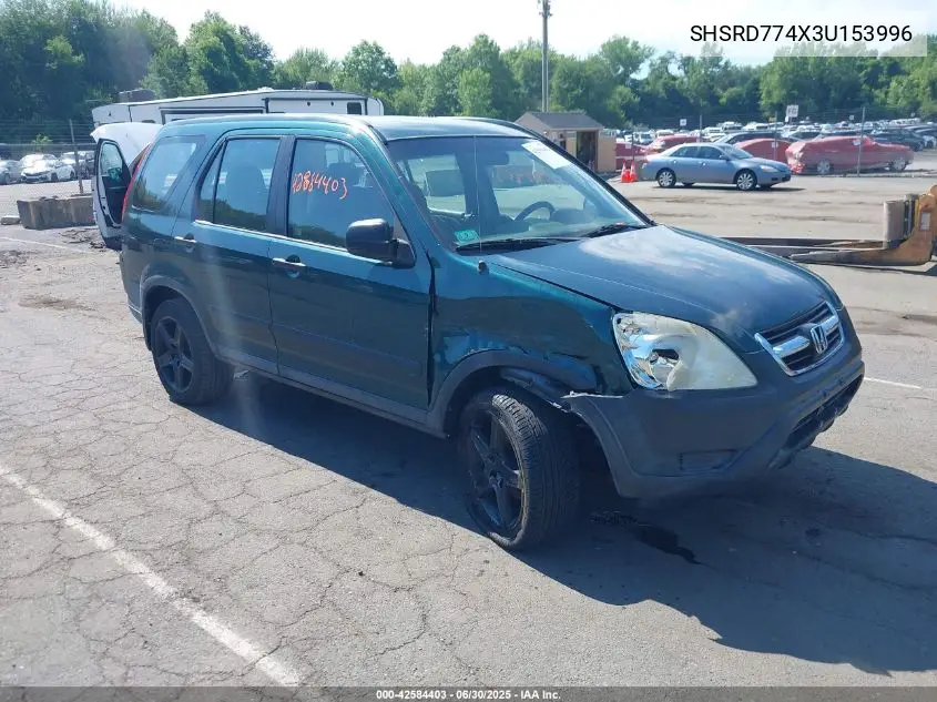 2003 Honda Cr-V Lx VIN: SHSRD774X3U153996 Lot: 42584403