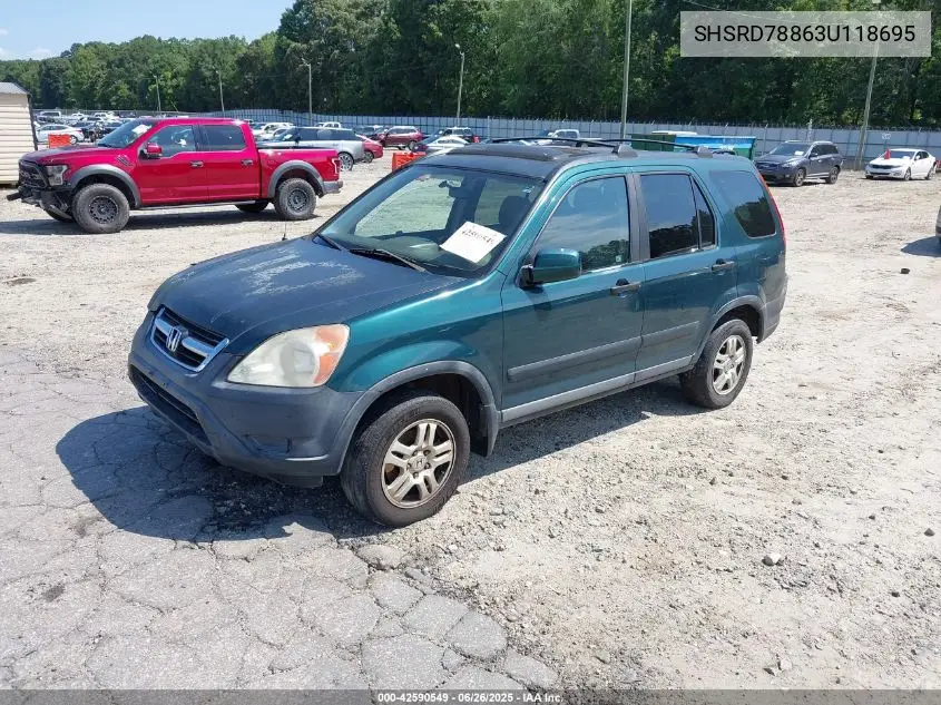 2003 Honda Cr-V Ex VIN: SHSRD78863U118695 Lot: 42590549