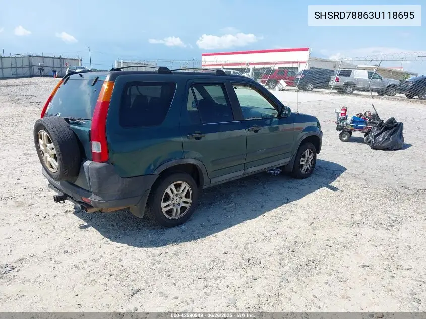 2003 Honda Cr-V Ex VIN: SHSRD78863U118695 Lot: 42590549