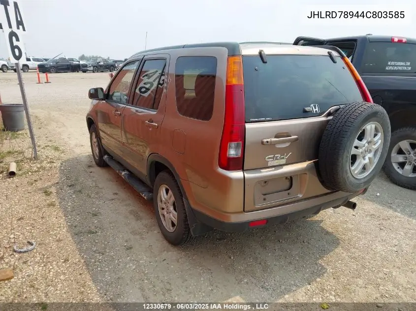 2004 Honda Cr-V Ex VIN: JHLRD78944C803585 Lot: 12330679