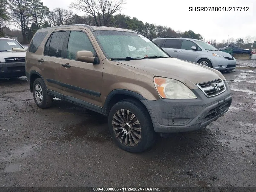 2004 Honda Cr-V Ex VIN: SHSRD78804U217742 Lot: 40898666