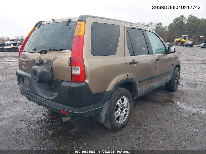 2004 Honda Cr-V Ex VIN: SHSRD78804U217742 Lot: 40898666