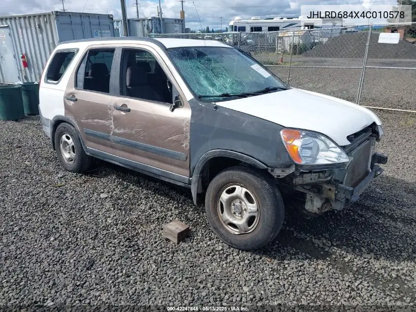 2004 Honda Cr-V Lx VIN: JHLRD684X4C010578 Lot: 42247845