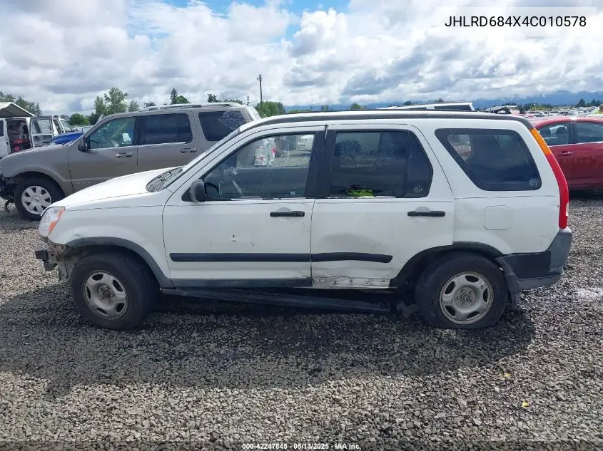 2004 Honda Cr-V Lx VIN: JHLRD684X4C010578 Lot: 42247845