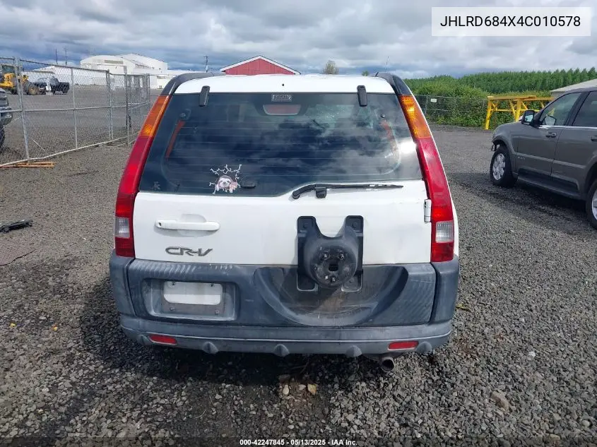 2004 Honda Cr-V Lx VIN: JHLRD684X4C010578 Lot: 42247845