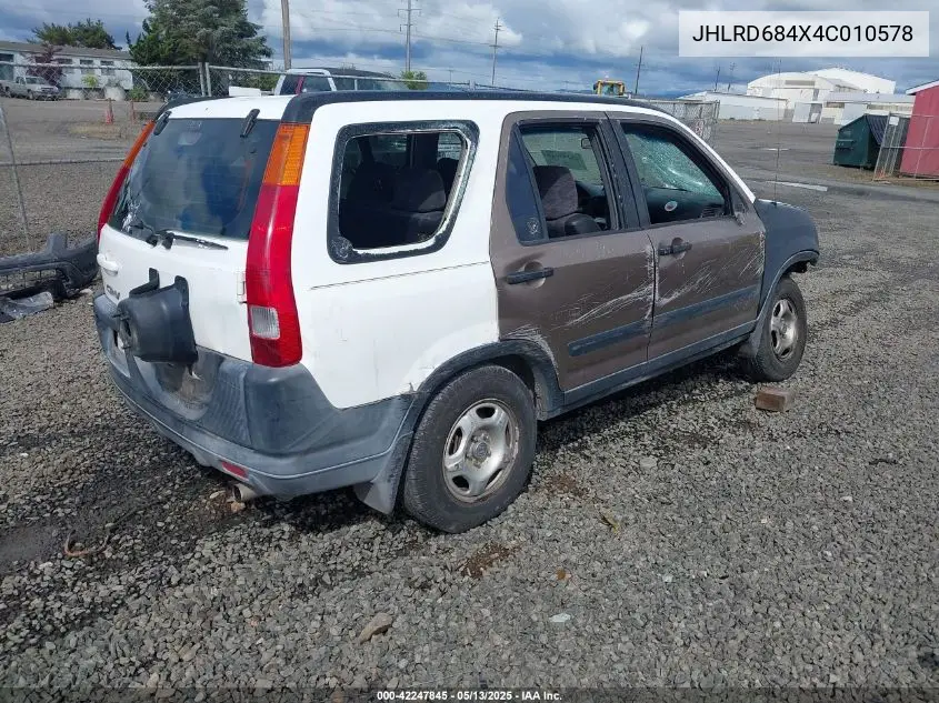 2004 Honda Cr-V Lx VIN: JHLRD684X4C010578 Lot: 42247845