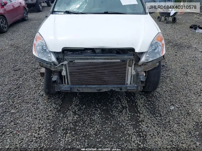 2004 Honda Cr-V Lx VIN: JHLRD684X4C010578 Lot: 42247845
