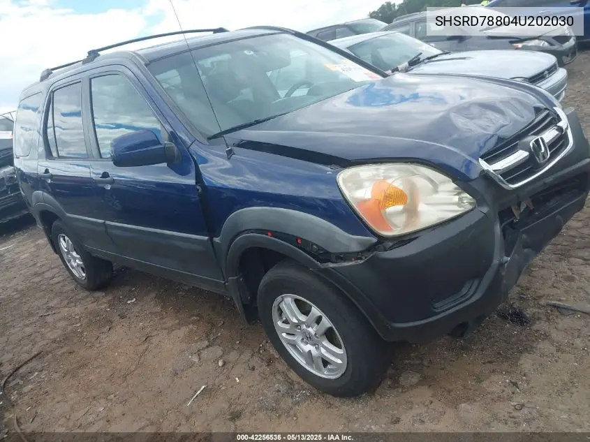 2004 Honda Cr-V Ex VIN: SHSRD78804U202030 Lot: 42256536