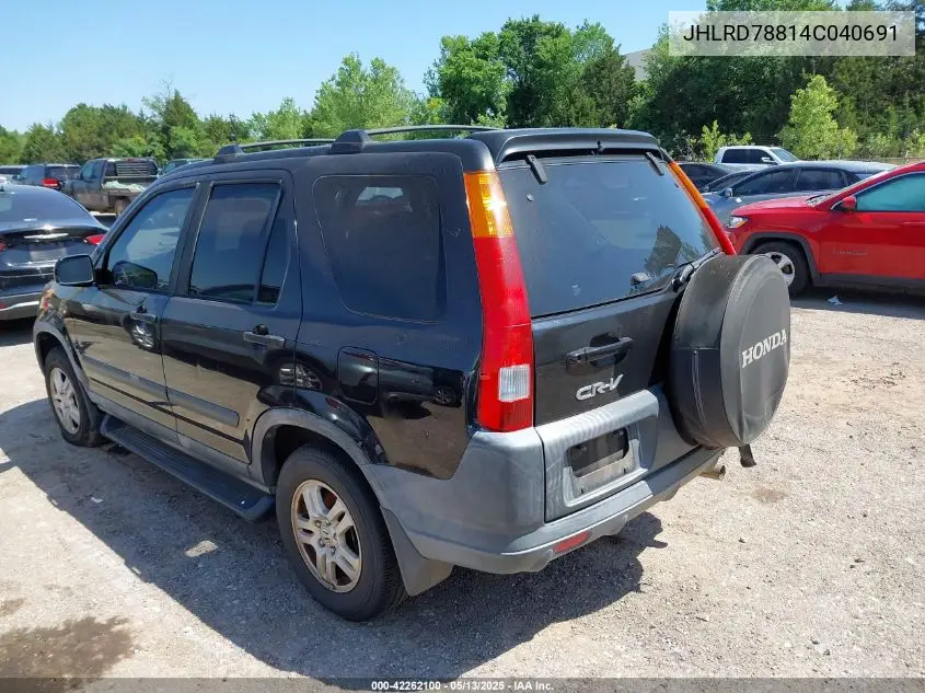 2004 Honda Cr-V Ex VIN: JHLRD78814C040691 Lot: 42262100