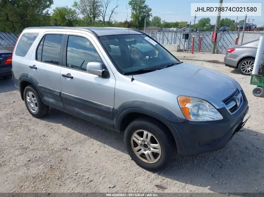 2004 Honda Cr-V Ex VIN: JHLRD78874C021580 Lot: 42265503