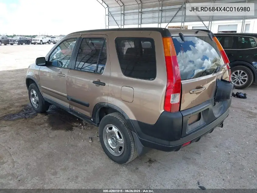 2004 Honda Cr-V Lx VIN: JHLRD684X4C016980 Lot: 42601815
