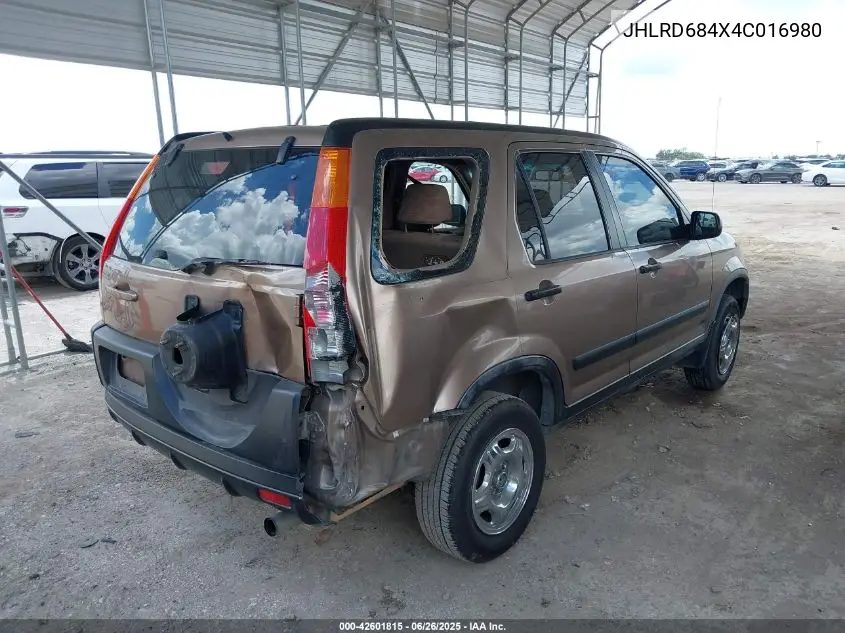 2004 Honda Cr-V Lx VIN: JHLRD684X4C016980 Lot: 42601815