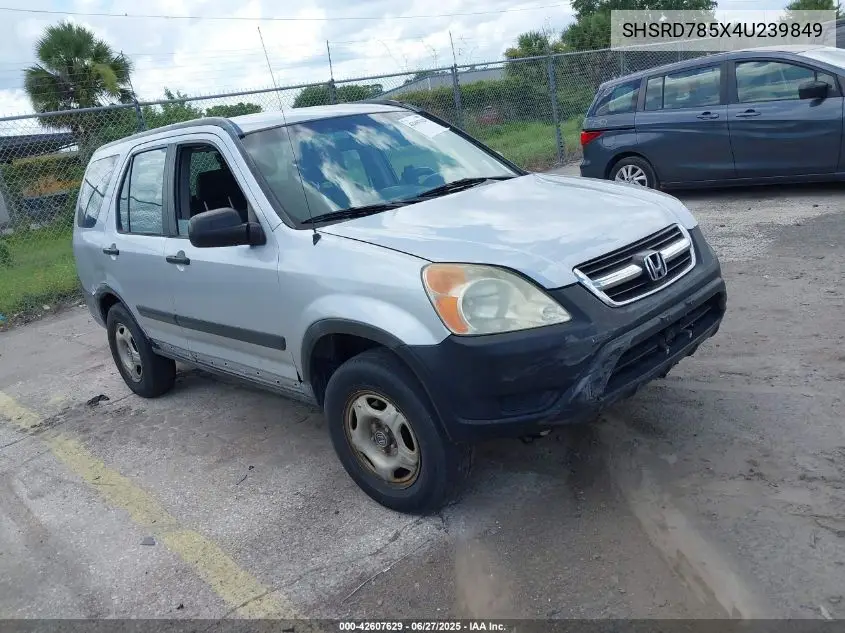 2004 Honda Cr-V Lx VIN: SHSRD785X4U239849 Lot: 42607629