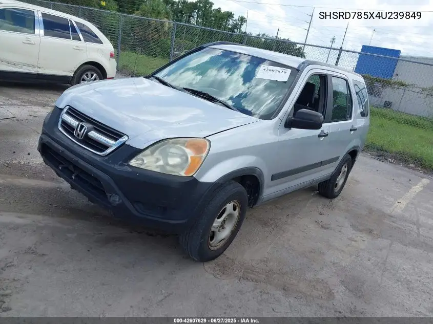 2004 Honda Cr-V Lx VIN: SHSRD785X4U239849 Lot: 42607629