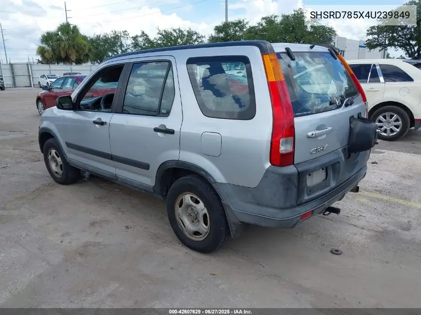 2004 Honda Cr-V Lx VIN: SHSRD785X4U239849 Lot: 42607629
