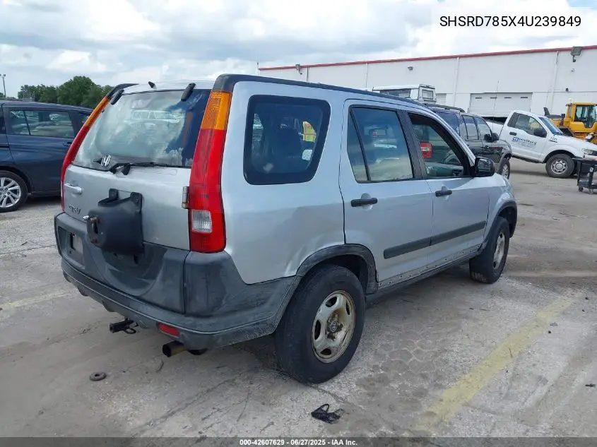 2004 Honda Cr-V Lx VIN: SHSRD785X4U239849 Lot: 42607629
