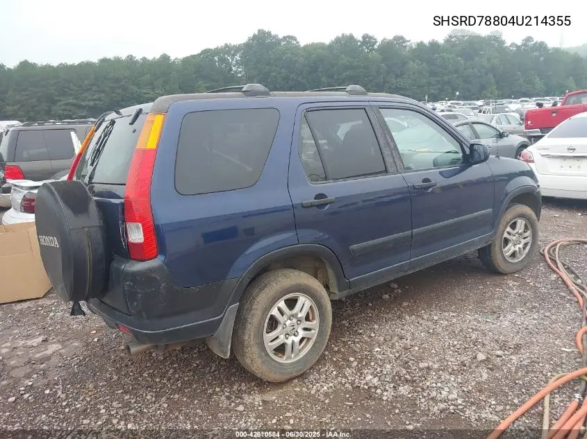 2004 Honda Cr-V Ex VIN: SHSRD78804U214355 Lot: 42610584