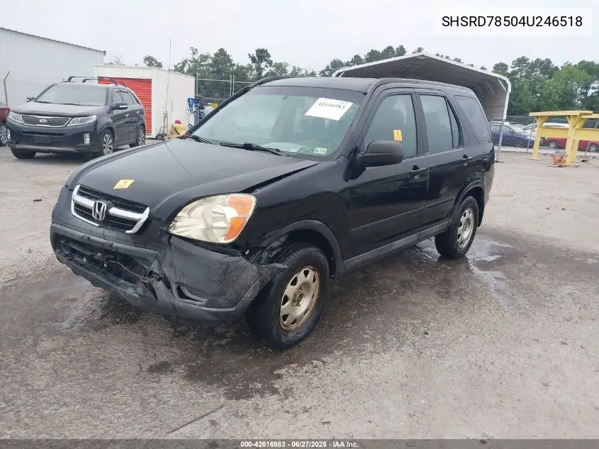 2004 Honda Cr-V Lx VIN: SHSRD78504U246518 Lot: 42616983