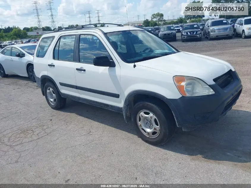 2004 Honda Cr-V Lx VIN: SHSRD78434U206750 Lot: 42618357
