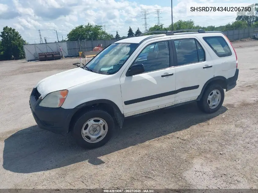 2004 Honda Cr-V Lx VIN: SHSRD78434U206750 Lot: 42618357