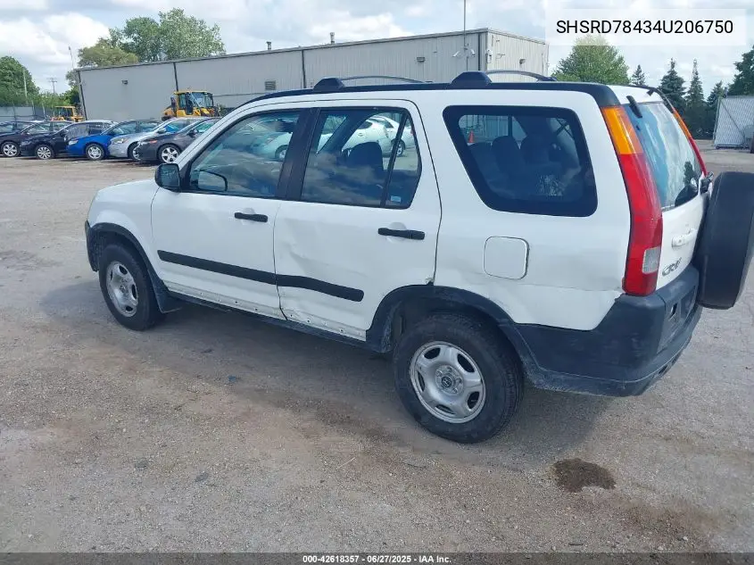 2004 Honda Cr-V Lx VIN: SHSRD78434U206750 Lot: 42618357