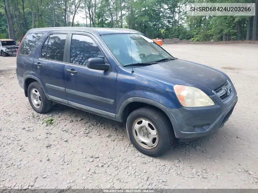2004 Honda Cr-V Lx VIN: SHSRD68424U203266 Lot: 42621014