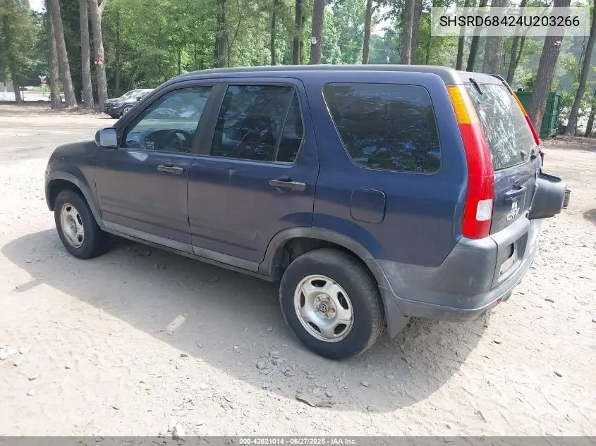 2004 Honda Cr-V Lx VIN: SHSRD68424U203266 Lot: 42621014