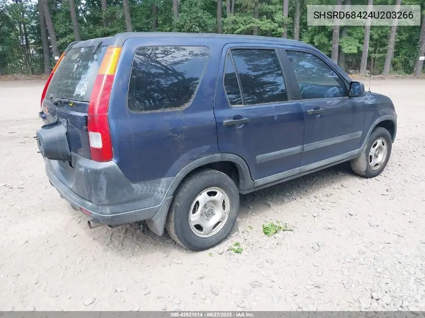 2004 Honda Cr-V Lx VIN: SHSRD68424U203266 Lot: 42621014