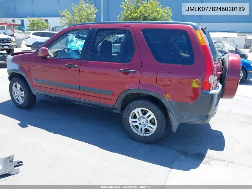 2004 Honda Crv VIN: JMLK0778246020189 Lot: 42629409