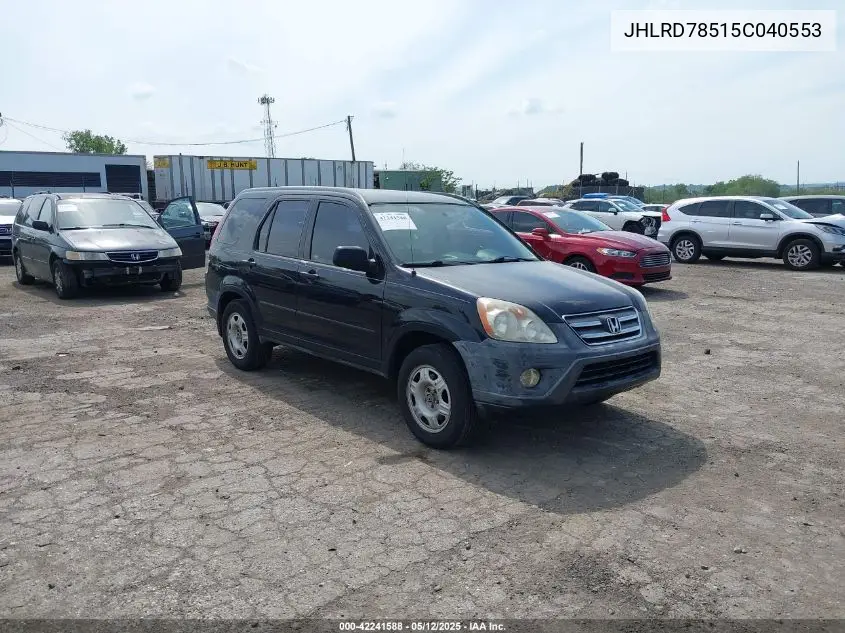 2005 Honda Cr-V Lx VIN: JHLRD78515C040553 Lot: 42241588
