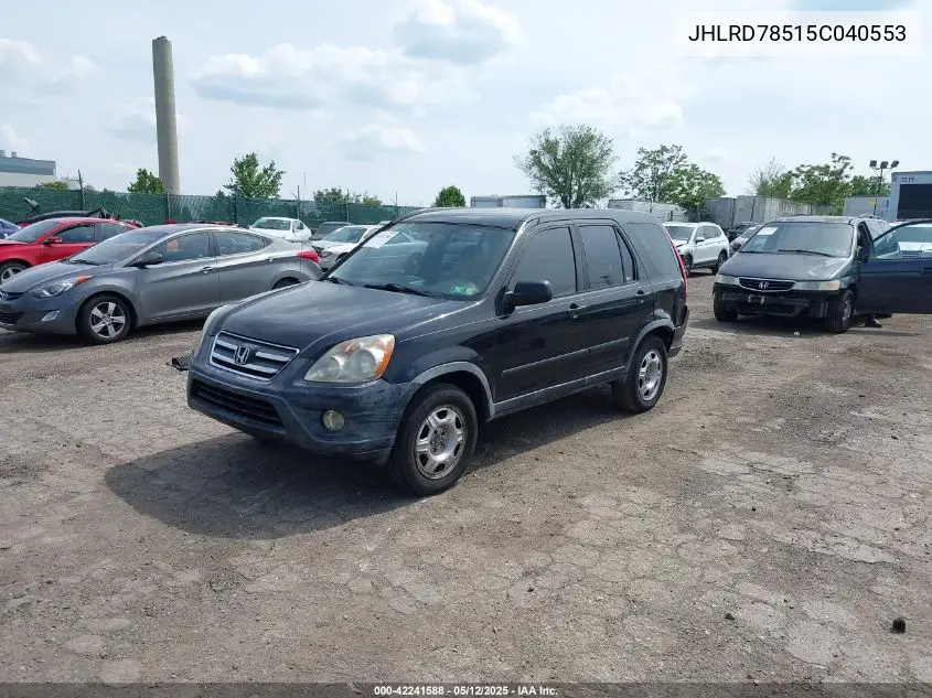 2005 Honda Cr-V Lx VIN: JHLRD78515C040553 Lot: 42241588