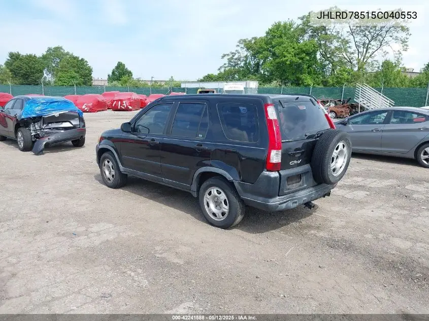 2005 Honda Cr-V Lx VIN: JHLRD78515C040553 Lot: 42241588