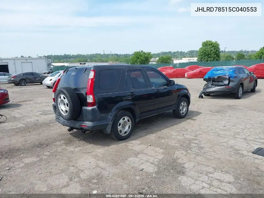 2005 Honda Cr-V Lx VIN: JHLRD78515C040553 Lot: 42241588