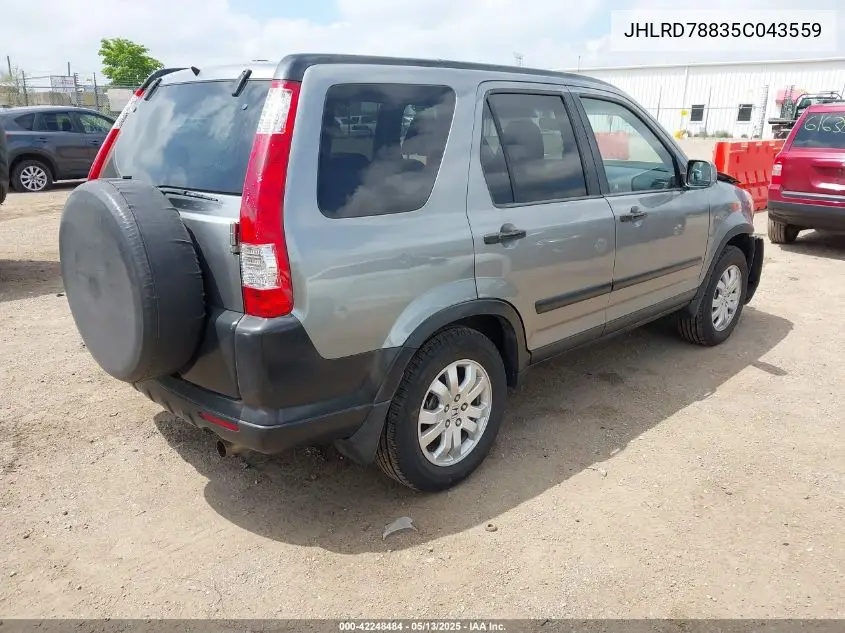 2005 Honda Cr-V Ex VIN: JHLRD78835C043559 Lot: 42248484