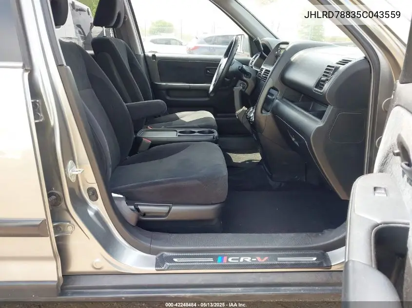 2005 Honda Cr-V Ex VIN: JHLRD78835C043559 Lot: 42248484