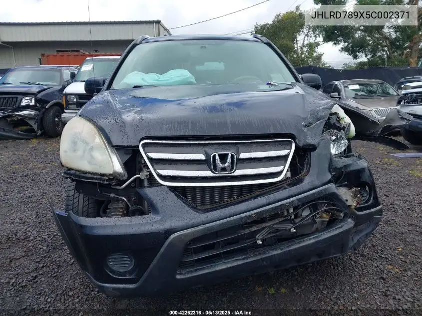 2005 Honda Cr-V Se VIN: JHLRD789X5C002371 Lot: 42262316