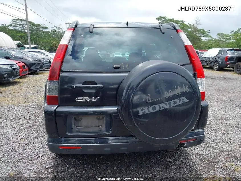 2005 Honda Cr-V Se VIN: JHLRD789X5C002371 Lot: 42262316