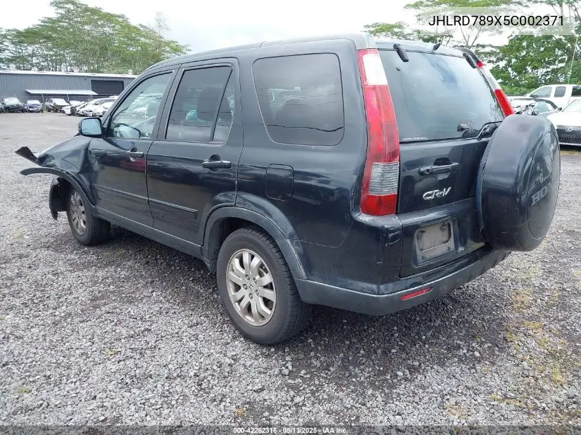 2005 Honda Cr-V Se VIN: JHLRD789X5C002371 Lot: 42262316