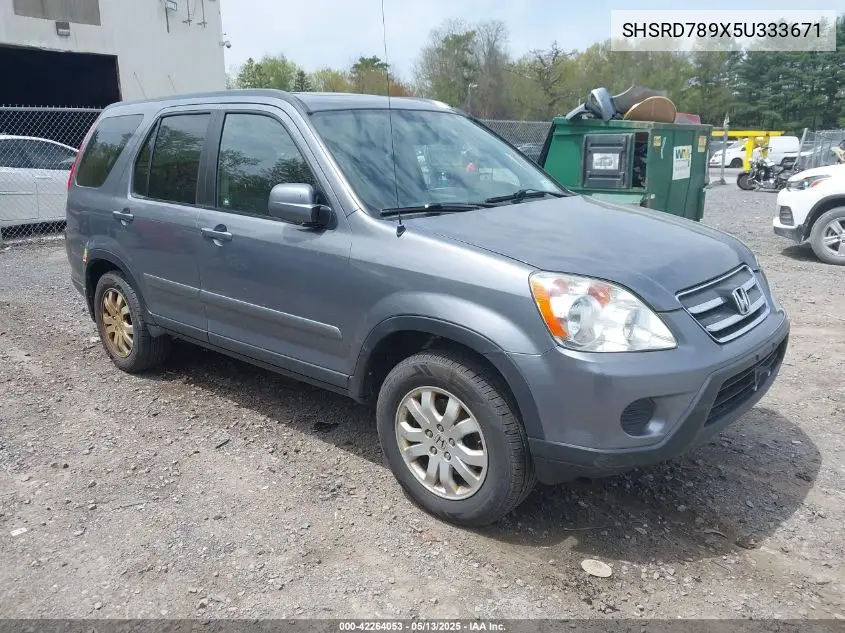2005 Honda Cr-V Se VIN: SHSRD789X5U333671 Lot: 42264053