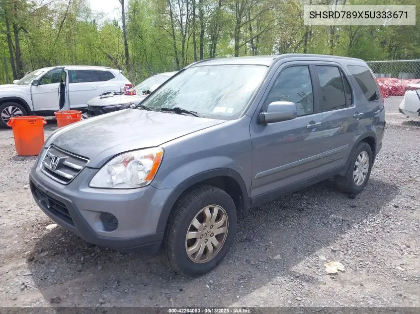 2005 Honda Cr-V Se VIN: SHSRD789X5U333671 Lot: 42264053