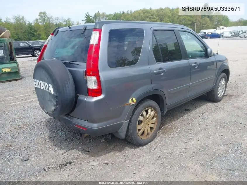 2005 Honda Cr-V Se VIN: SHSRD789X5U333671 Lot: 42264053