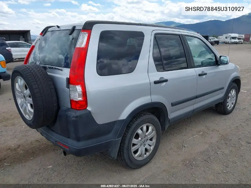 2005 Honda Cr-V Ex VIN: SHSRD78845U310927 Lot: 42601437