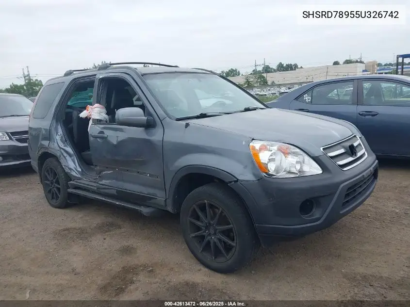 2005 Honda Cr-V Se VIN: SHSRD78955U326742 Lot: 42613472