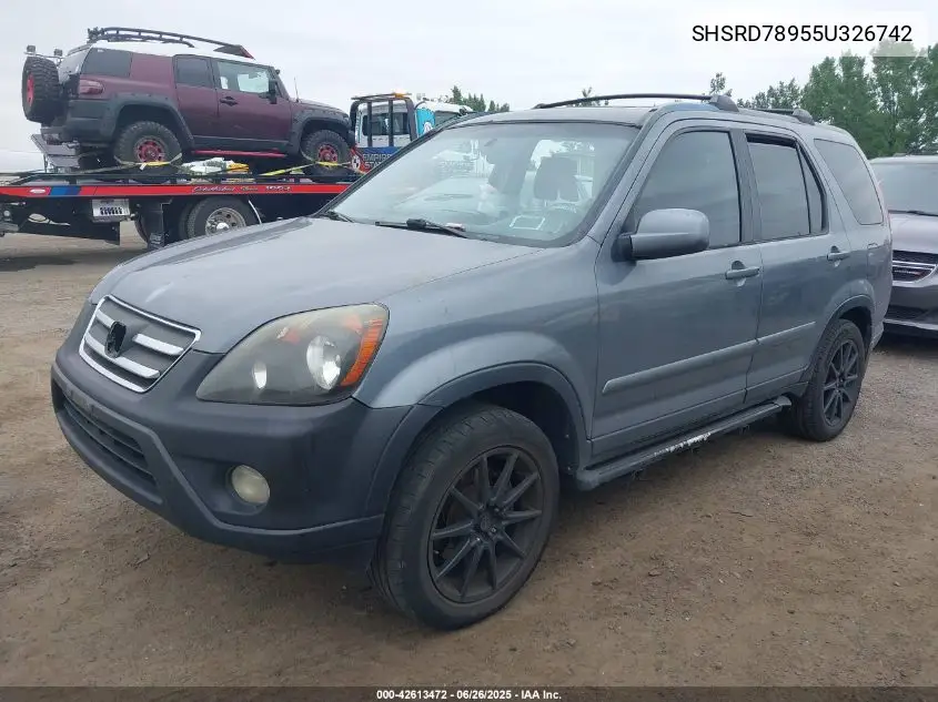 2005 Honda Cr-V Se VIN: SHSRD78955U326742 Lot: 42613472