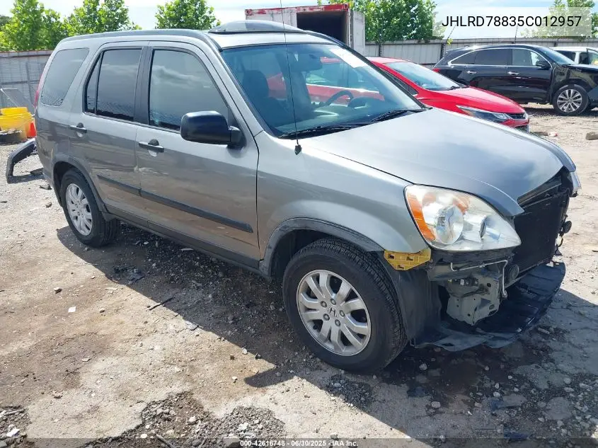 2005 Honda Cr-V Ex VIN: JHLRD78835C012957 Lot: 42616748