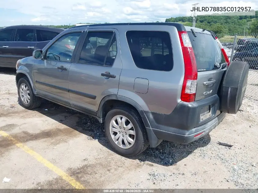 2005 Honda Cr-V Ex VIN: JHLRD78835C012957 Lot: 42616748