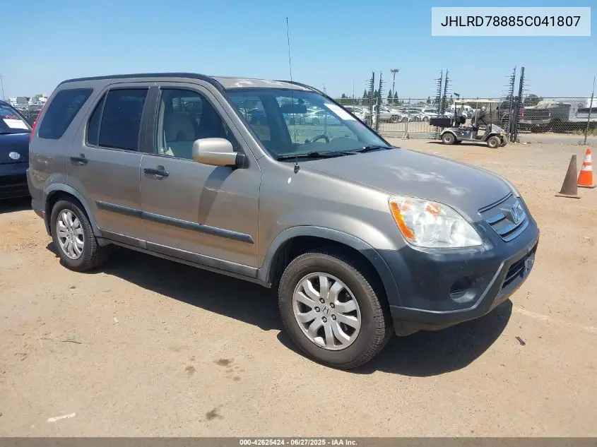 2005 Honda Cr-V Ex VIN: JHLRD78885C041807 Lot: 42625424