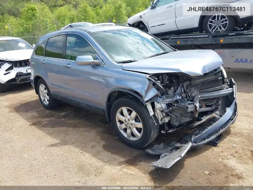 2007 Honda Cr-V Ex-L VIN: JHLRE48767C113481 Lot: 42252568